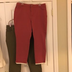 2 pair Lori Goldstein Twill Ankle Pants Lace 18W